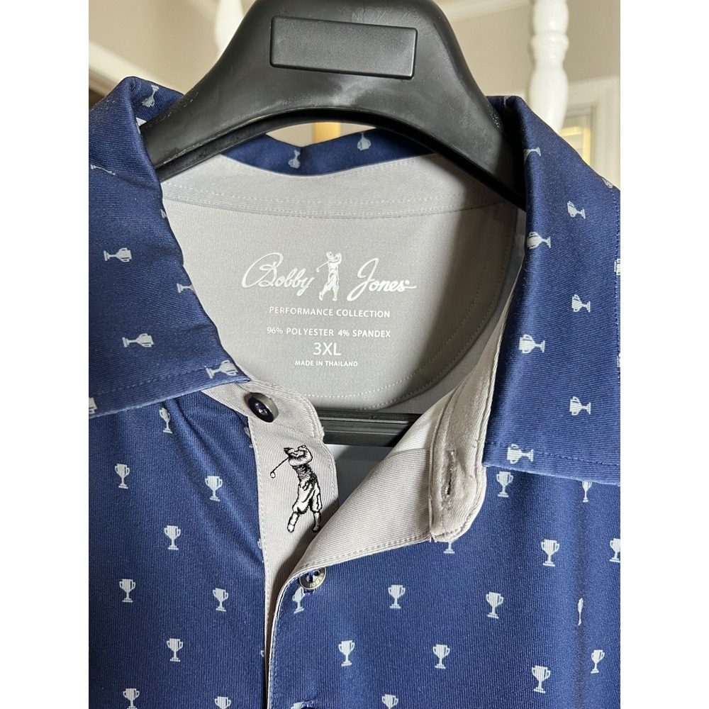 Bobby Jones 3X Golf Polo Trophy Print In Blue Performance Collection